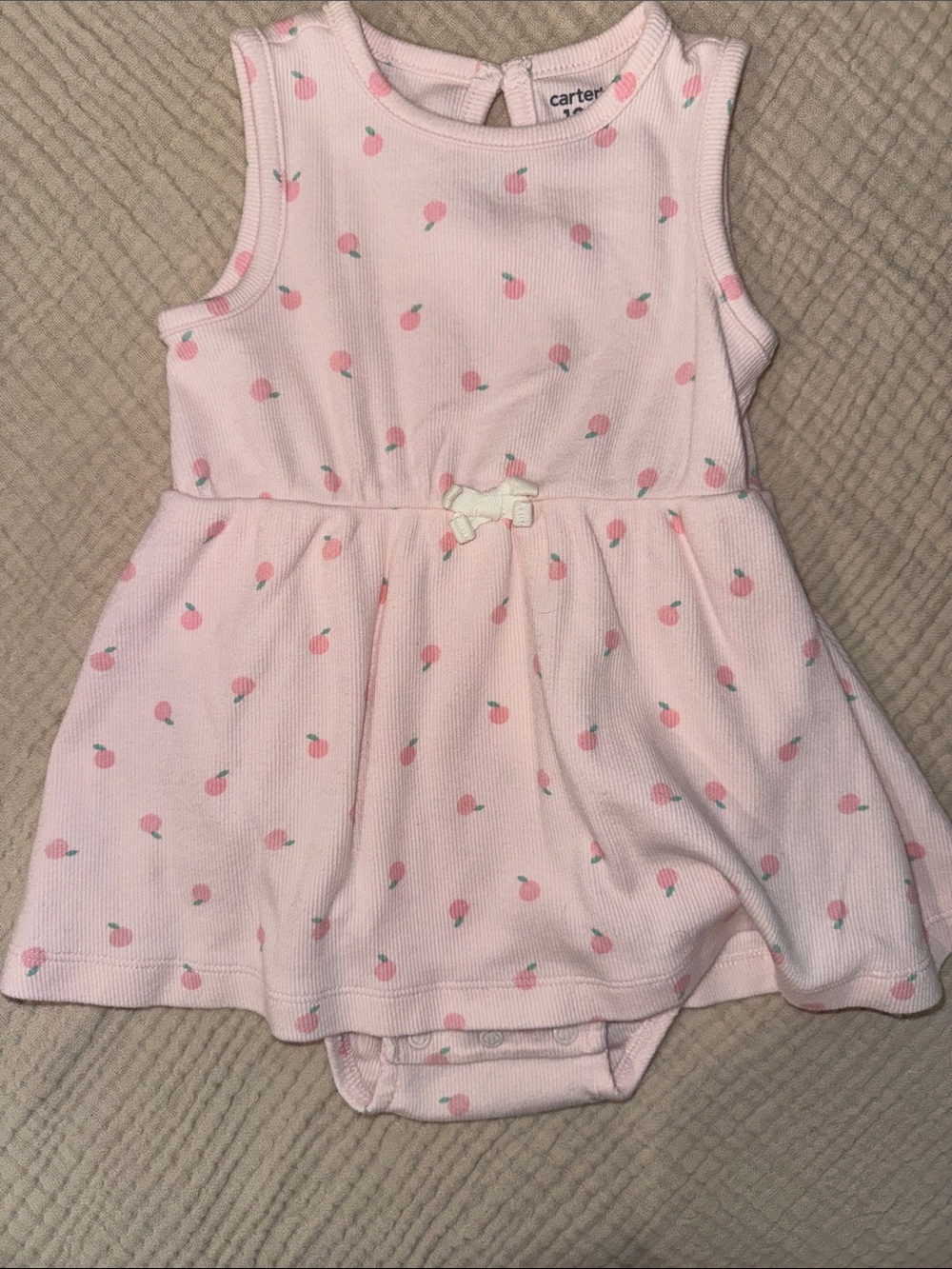 Carter's Light Pink Peach Print Sleeveless Dress Bodysuit